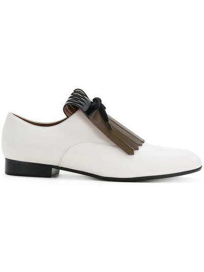 Shop Marni Fringed Loafers - White