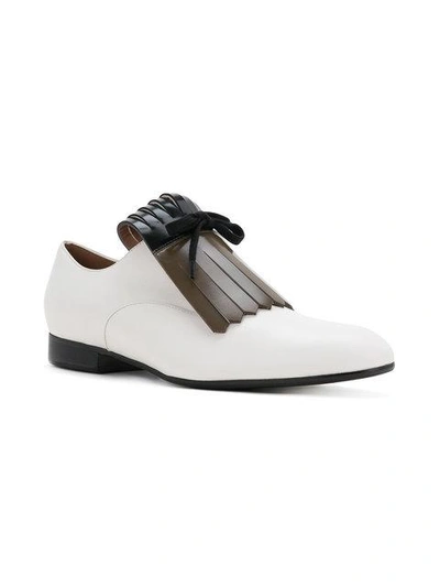 Shop Marni Fringed Loafers - White