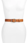 Rag & Bone 'boyfriend' Leather Belt In Pebbled Tan