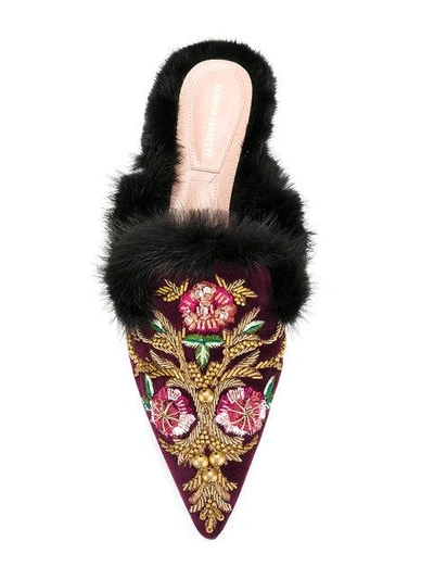 Shop Alberta Ferretti Embroidered Pointed Slippers