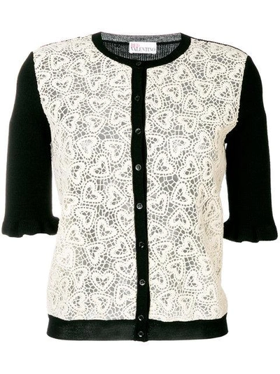 Shop Red Valentino Heart Laced Cardigan - White