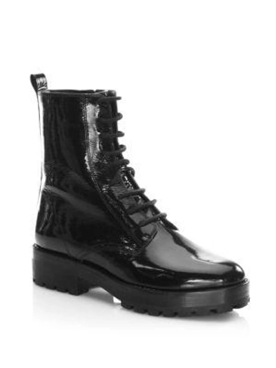 Michael Kors Gita Lace-up Leather Boots In Black
