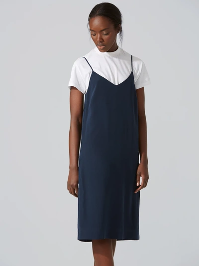 Shop Frank + Oak Silk Midi Slip-dress In Dark Sapphire