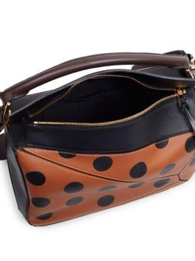 Shop Loewe Puzzle Circles Top Handle Bag In Tan-black