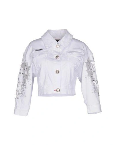 Shop Philipp Plein Denim Jacket In White