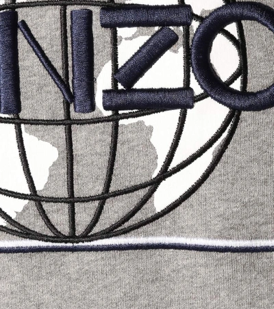 Shop Kenzo Embroidered Cotton Sweatshirt In Dove Grey