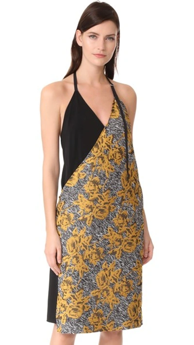 Public School Lonia Floral Jacquard Dress In Bone Brown