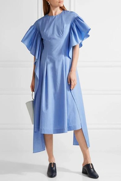 Shop Rejina Pyo Grace Ruffled Cotton-chambray Midi Dress