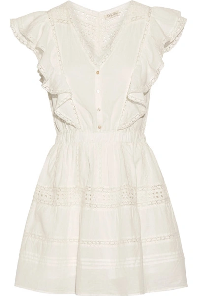 Shop Loveshackfancy Sylvie Embroidered Cotton-voile Mini Dress