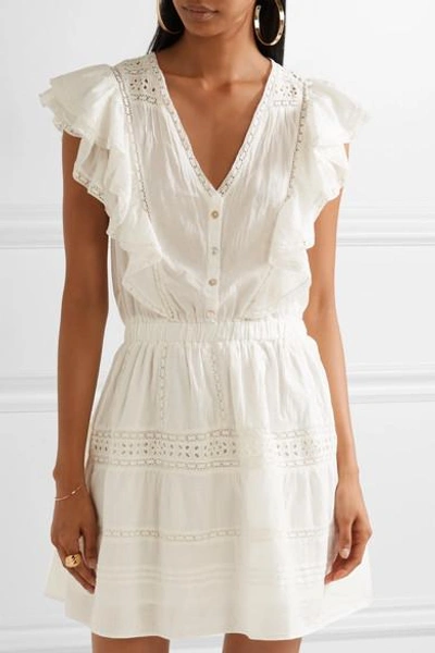 Shop Loveshackfancy Sylvie Embroidered Cotton-voile Mini Dress
