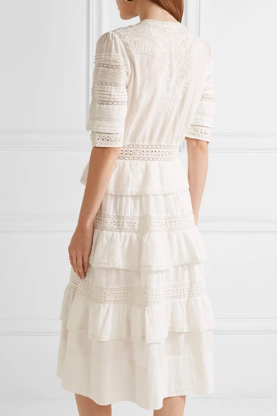 Shop Loveshackfancy Rebecca Crochet-trimmed Broderie Anglaise Cotton Midi Dress