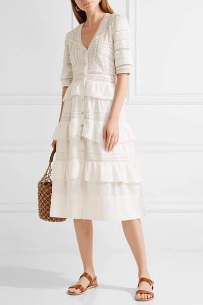 Shop Loveshackfancy Rebecca Crochet-trimmed Broderie Anglaise Cotton Midi Dress