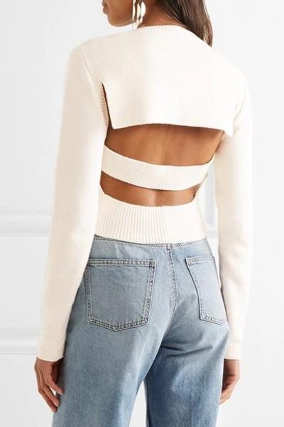 Shop Victor Glemaud Cropped Open-back Cotton And Cashmere-blend Sweater In White