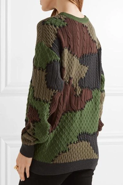 Shop Moschino Patchwork-intarsia Wool Sweater