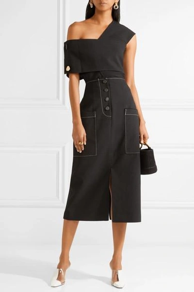Shop Rejina Pyo Carmen Crepe Midi Skirt In Black