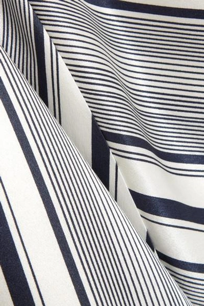 Shop Jonathan Simkhai Asymmetric Striped Silk Crepe De Chine Dress In White