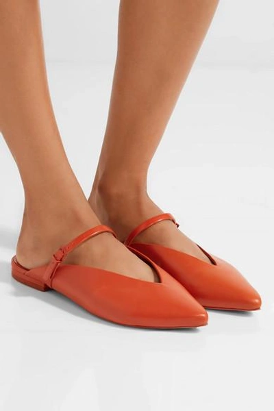 Shop Mercedes Castillo Talis Leather Point-toe Slippers
