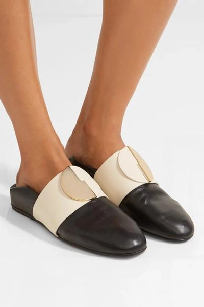 Shop Mercedes Castillo Caia Embellished Two-tone Leather Loafers