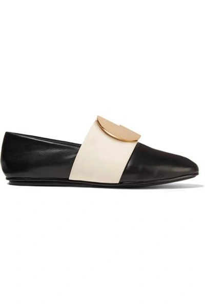 Shop Mercedes Castillo Caia Embellished Two-tone Leather Loafers