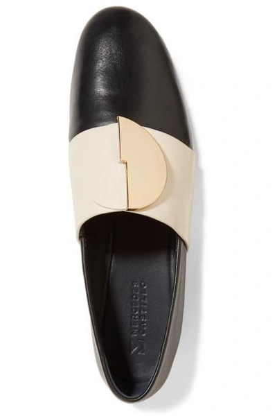 Shop Mercedes Castillo Caia Embellished Two-tone Leather Loafers