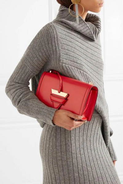 Shop Loewe Barcelona Leather Shoulder Bag In Red