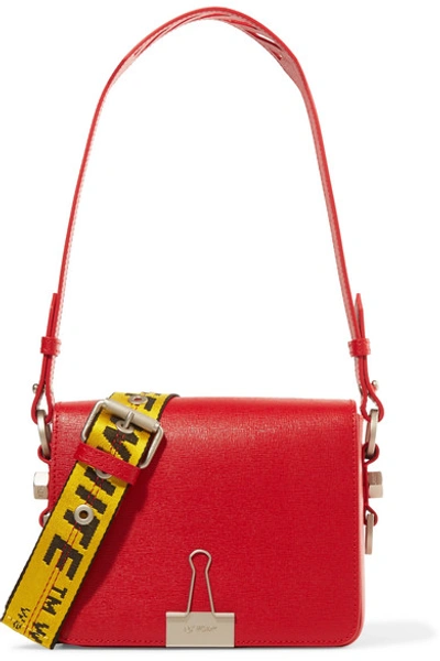 Shop Off-white Textured-leather Shoulder Bag In Red