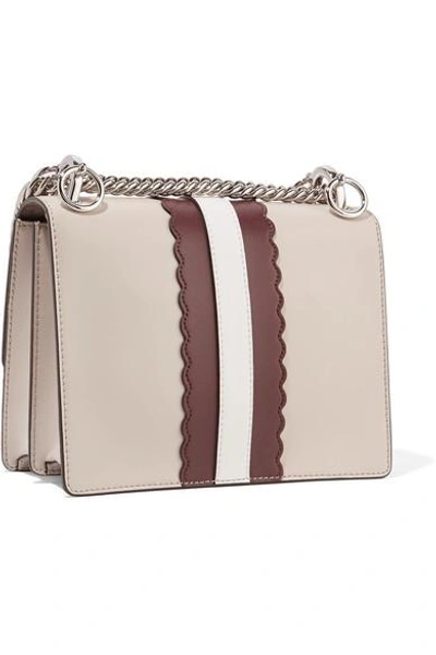 Shop Fendi Kan I Mini Embellished Leather Shoulder Bag
