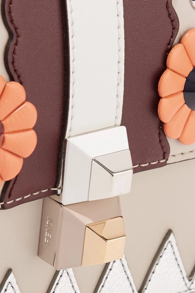 Shop Fendi Kan I Mini Embellished Leather Shoulder Bag