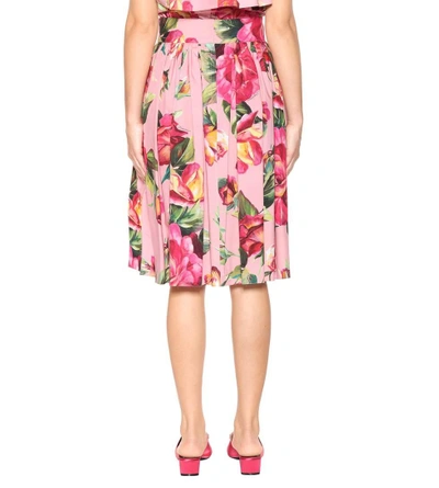 Shop Dolce & Gabbana Floral-printed Cotton Skirt In Rose Fdo. Rosa