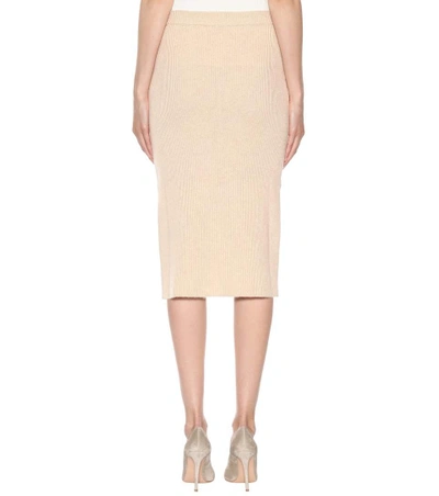 Shop Agnona Slit Wool And Cashmere Skirt