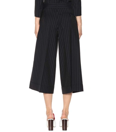 Shop Monse Cropped Wool Trousers In Blue