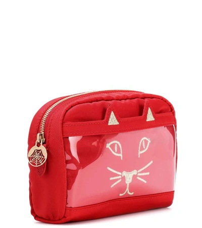 Shop Charlotte Olympia Purrrfect Cosmetics Case In Red