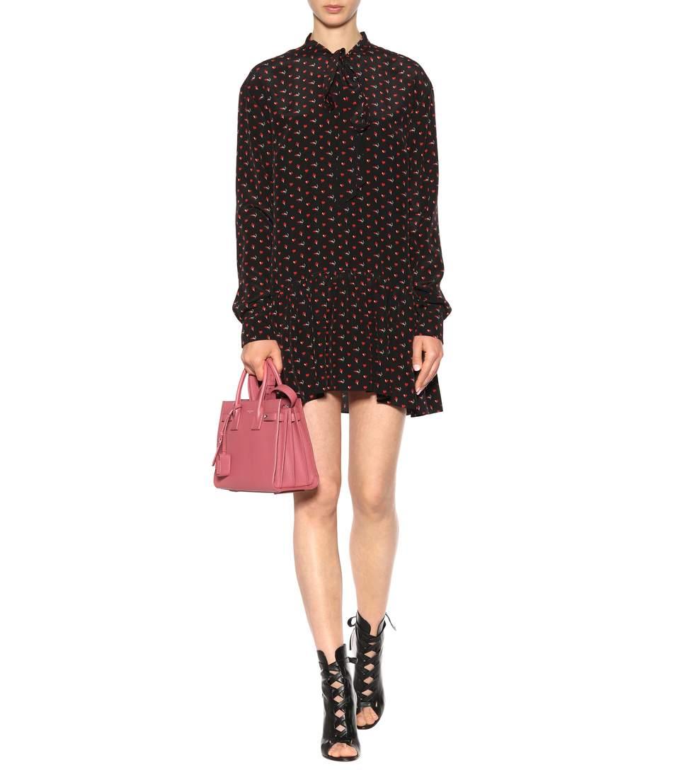 Saint Laurent Lavaliere Mini Dress In Black And Red Micro Heart And ...