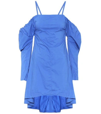 Jw Anderson Cold-shoulder Cotton Dress In Blue