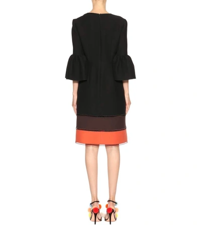 Shop Fendi Wool And Silk Dress In Black