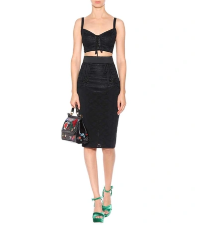 Shop Dolce & Gabbana Lace Crop Top In Black