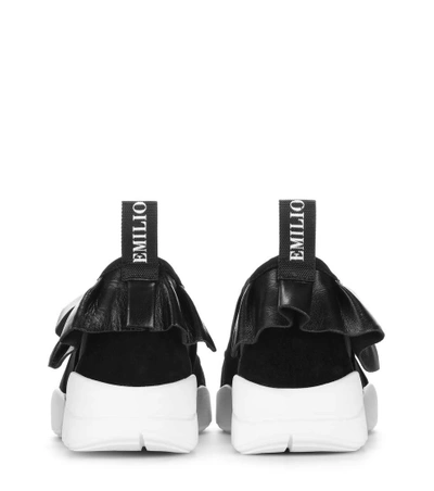 Shop Emilio Pucci Leather-trimmed Sneakers In Black