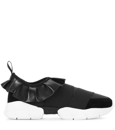Shop Emilio Pucci Leather-trimmed Sneakers In Black