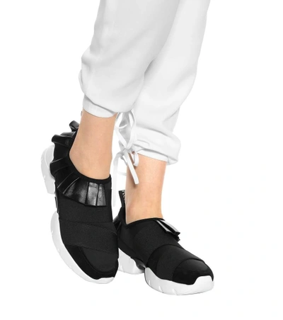 Shop Emilio Pucci Leather-trimmed Sneakers In Black