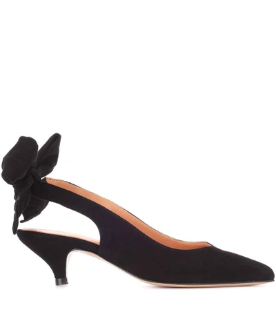 Shop Ganni Sabine Suede Sling-back Pumps In Black