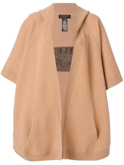 Burberry Wool Cashmere Blend Hooded Poncho - Neutrals