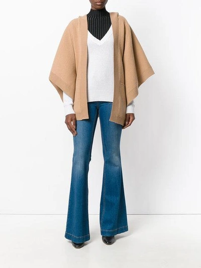 Shop Burberry Wool Cashmere Blend Hooded Poncho - Neutrals