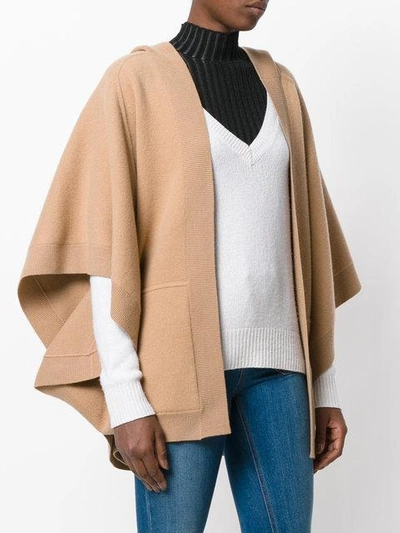 Shop Burberry Wool Cashmere Blend Hooded Poncho - Neutrals