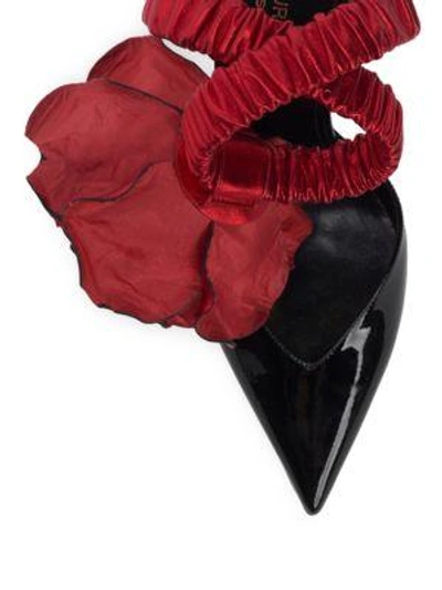 Shop Saint Laurent Freja Flower-applique Patent Leather Pumps In Noir-rogue