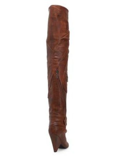 Shop Saint Laurent Niki Leather Pocket Boots In Cognac