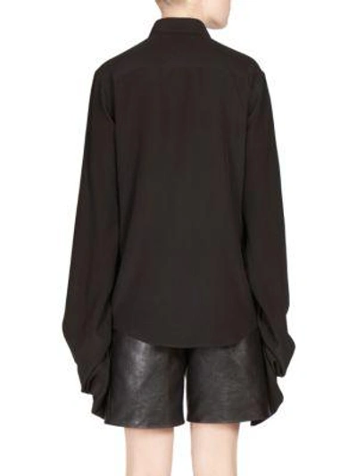 Shop Saint Laurent Shirred Blouson Blouse In Black