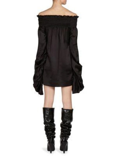 Shop Saint Laurent Silk Shirred Dress In Black