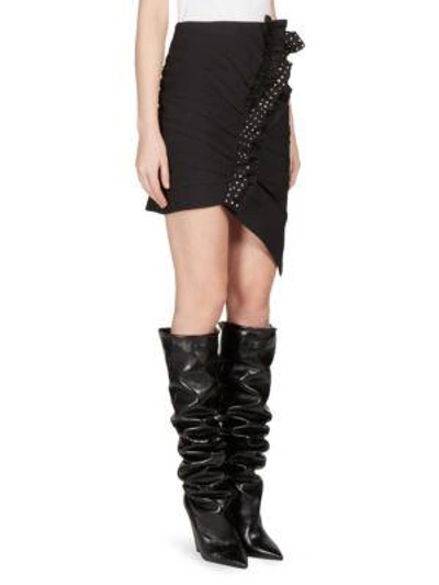 Shop Saint Laurent Wool Asymmetric Skirt In Black
