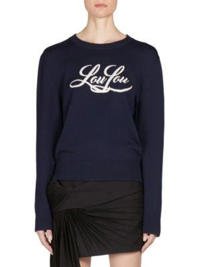 Shop Saint Laurent Wool Jacquard Rib-knit Sweater In Marine