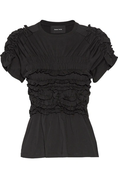 Simone Rocha Ruffled Stretch-cotton Jersey Top In Black